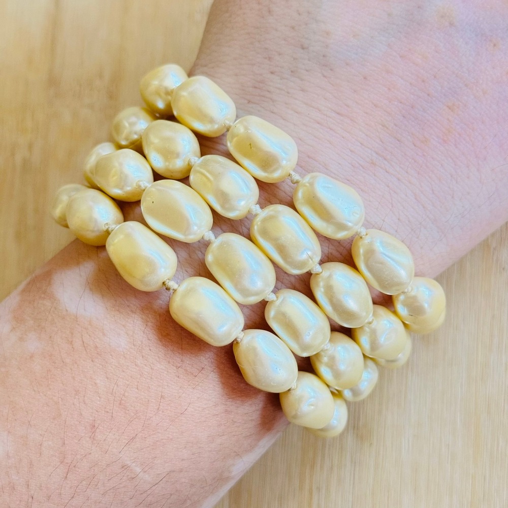 VTG Carolee Baroque Pearl Bracelet Beaded Multi Strand 4 Rows Statement 7.5"